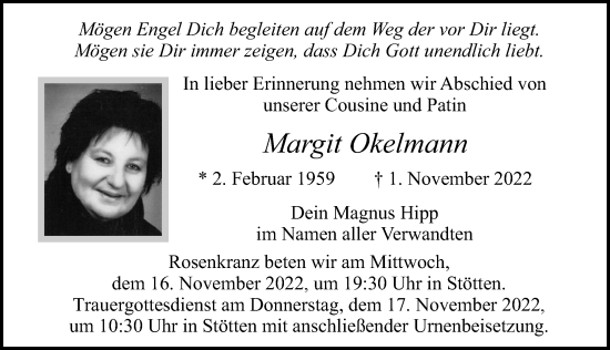 Traueranzeige von Margit Okelmann von Allgäuer Zeitung, Marktoberdorf