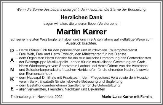 Traueranzeige von Martin Karrer von Memminger Zeitung