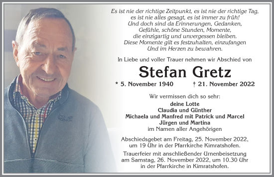 Traueranzeige von Stefan Gretz von Allgäuer Zeitung,Kempten