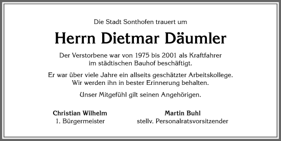 Traueranzeige von Dietmar Däumler von Allgäuer Anzeigeblatt