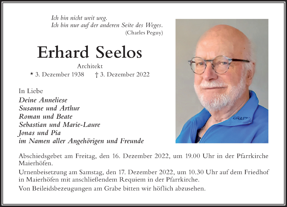  Traueranzeige für Erhard Seelos vom 14.12.2022 aus Der Westallgäuer