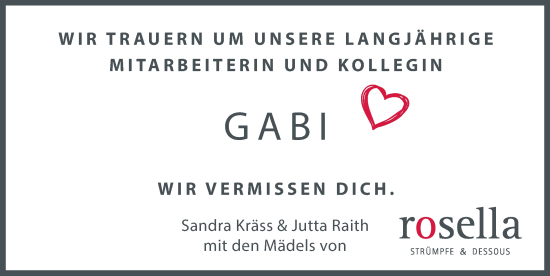 Traueranzeige von Gabi  von Memminger Zeitung