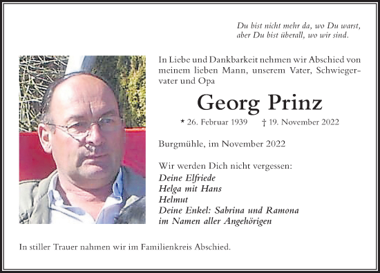 Traueranzeige von Georg Prinz von Der Westallgäuer