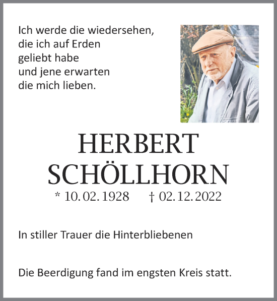 Traueranzeige von Herbert Schöllhorn von Memminger Zeitung
