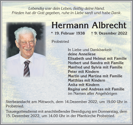 Traueranzeige von Hermann Albrecht von Allgäuer Zeitung, Marktoberdorf