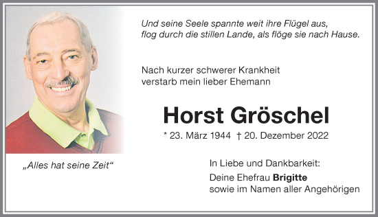Traueranzeige von Horst Gröschel von Memminger Zeitung