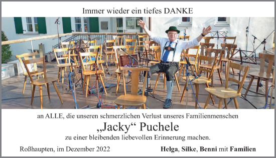 Traueranzeige von Jacky Puchele von Allgäuer Zeitung, Füssen