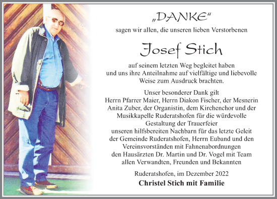 Traueranzeige von Josef Stich von Allgäuer Zeitung, Kaufbeuren/Buchloe