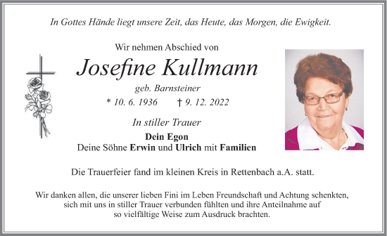 Traueranzeige von Josefine Kullmann von Allgäuer Zeitung, Marktoberdorf