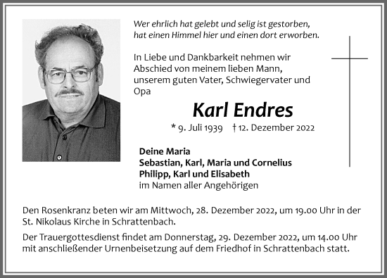 Traueranzeige von Karl Endres von Allgäuer Zeitung,Kempten
