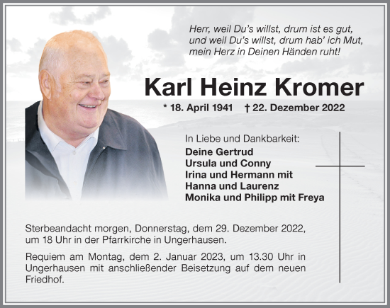 Traueranzeige von Karl Heinz Kromer von Memminger Zeitung