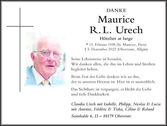 Traueranzeige von Maurice R. L. Urech von Der Westallgäuer