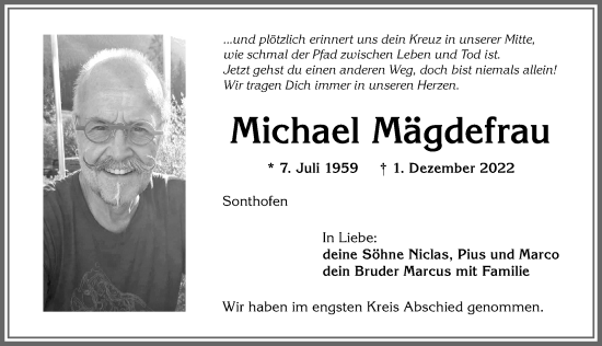 Traueranzeige von Michael Mägdefrau von Allgäuer Anzeigeblatt