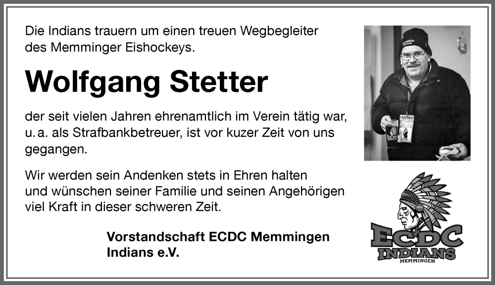 Traueranzeige für Wolfgang Stetter vom 17.12.2022 aus Memminger Zeitung