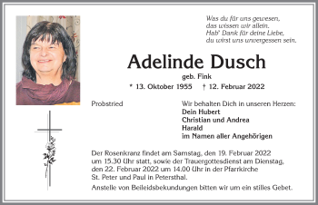 Traueranzeige von Adelinde Dusch von Allgäuer Zeitung,Kempten