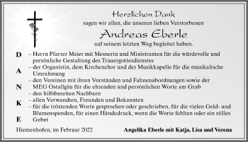 Traueranzeige von Andreas Eberle von Allgäuer Zeitung, Marktoberdorf