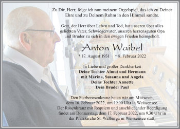 Traueranzeige von Anton Waibel von Allgäuer Zeitung, Füssen
