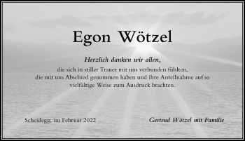 Traueranzeige von Egon Wötzel von Der Westallgäuer