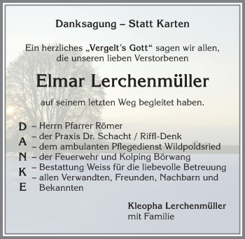 Traueranzeige von Elmar Lerchenmüller von Allgäuer Zeitung,Kempten