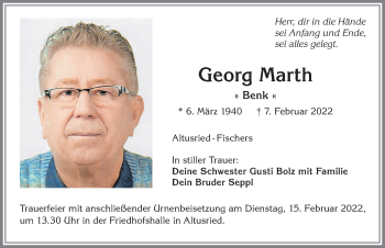 Traueranzeige von Georg Marth von Allgäuer Zeitung,Kempten