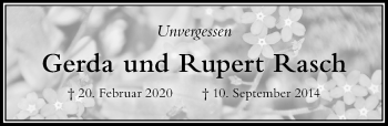 Traueranzeige von Gerda Rasch von Der Westallgäuer