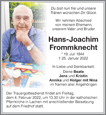 Traueranzeige von Hans-Joachim Frommknecht von Memminger Zeitung