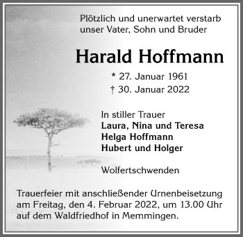 Traueranzeige von Harald Hoffmann von Memminger Zeitung