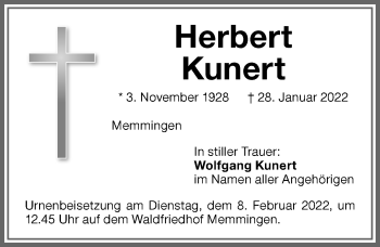 Traueranzeige von Herbert Kunert von Memminger Zeitung
