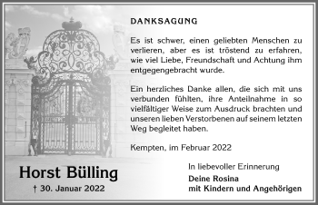 Traueranzeige von Horst Bülling von Allgäuer Zeitung,Kempten