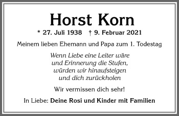 Traueranzeige von Horst Korn von Allgäuer Zeitung, Füssen