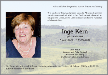 Traueranzeige von Inge Kern von Allgäuer Anzeigeblatt