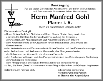 Traueranzeige von Manfred Gohl von Allgäuer Anzeigeblatt