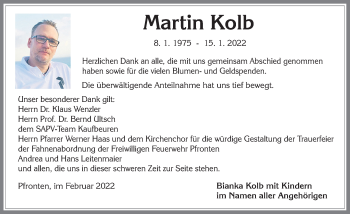 Traueranzeige von Martin Kolb von Allgäuer Zeitung, Füssen
