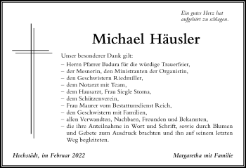 Traueranzeige von Michael Häusler von Der Westallgäuer