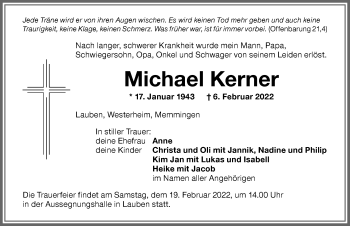 Traueranzeige von Michael Kerner von Memminger Zeitung