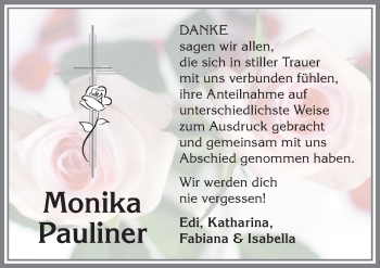 Traueranzeige von Monika Pauliner von Allgäuer Anzeigeblatt