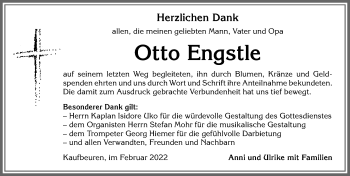 Traueranzeige von Otto Engstle von Allgäuer Zeitung, Kaufbeuren/Buchloe