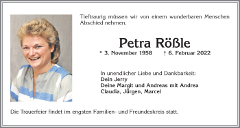 Traueranzeige von Petra Rößle von Allgäuer Zeitung,Kempten