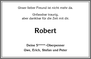 Traueranzeige von Robert  von Allgäuer Anzeigeblatt