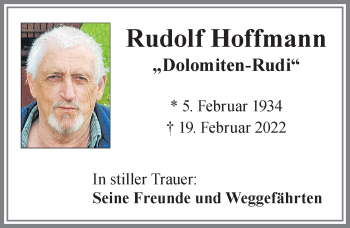 Traueranzeige von Rudolf Hoffmann von Allgäuer Zeitung, Kaufbeuren/Buchloe
