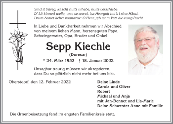 Traueranzeige von Sepp Kiechle von Allgäuer Anzeigeblatt