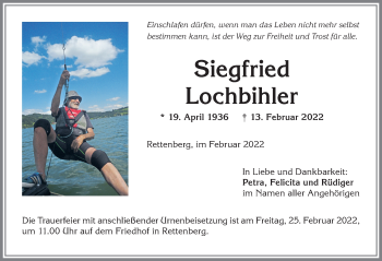 Traueranzeige von Siegfried Lochbihler von Allgäuer Anzeigeblatt