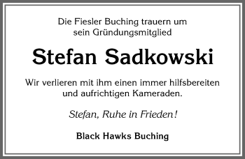 Traueranzeige von Stefan Sadkowski von Allgäuer Zeitung, Füssen