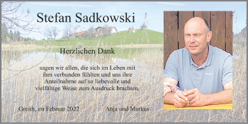 Traueranzeige von Stefan Sadkowski von Allgäuer Zeitung, Füssen