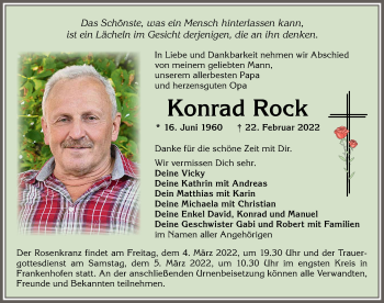 Traueranzeige von Konrad Rock 