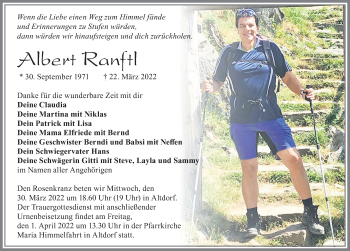Traueranzeige von Albert Ranftl von Allgäuer Zeitung, Marktoberdorf