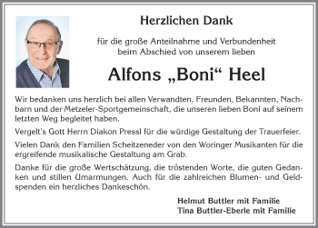 Traueranzeige von Alfons Heel von Memminger Zeitung