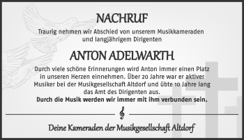 Traueranzeige von Anton Adelwarth von Allgäuer Zeitung, Marktoberdorf