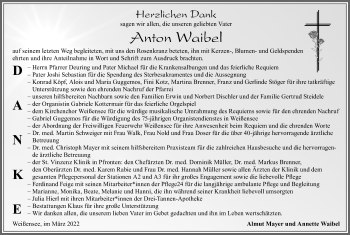 Traueranzeige von Anton Waibel von Allgäuer Zeitung, Füssen
