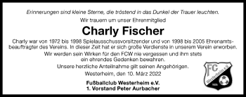 Traueranzeige von Charly Fischer von Memminger Zeitung